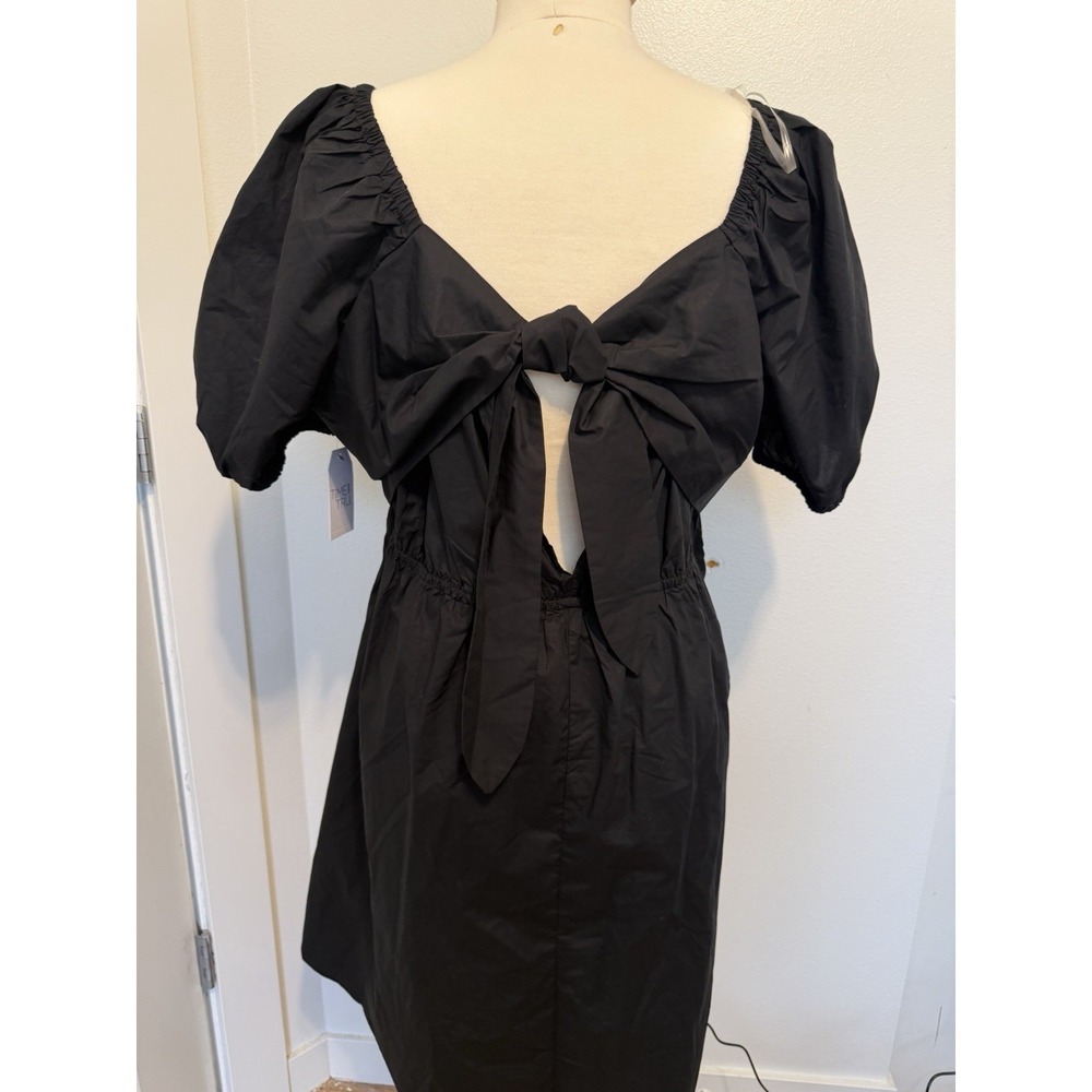 Women's Little Black Dress Tie Back Mini Puff Sleeves, size XXXL 20 Formal Bow - Picture 4 of 5